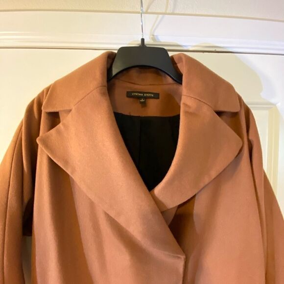 Cynthia Steffe color block wool and lambskin coat size 6 - Picture 9 of 14